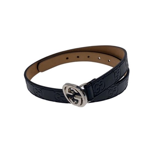 Used GUCCI◆Belt/Leather/BLK/Ladies/258395//