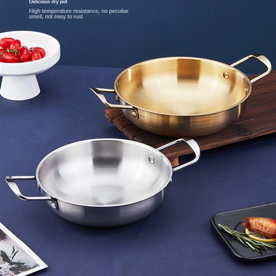 Stainless Steel Saucepan Cooking Pot Paella Pan W/handle Home Picnic