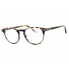 Tom Ford Mens Eyeglasses Havana Acetate Round Shape Frame 49mm Ft5803-b 055 Tom Ford Mens Eyeglasses Havana Acetate Round Shape Frame 49mm Ft5803-b 055