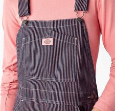 Dickies Overalls Pink Hickory Pinstripes Conductor Carpenter Bibs Size Medium
