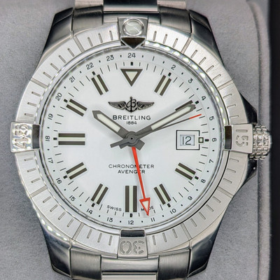 Breitling Avenger Automatic GMT 43mm Watch White Dial A32397