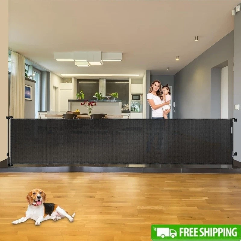 Extra Wide Retractable Baby Gate Indoor Outdoor Safety Lock Pet Barrier New