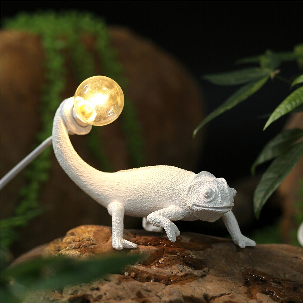 Resin Lizard Table Lamp Bedside Night Light Bedroom Animal Chameleon Wall Lamps