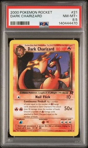 2000 POKEMON ROCKET #21 DARK CHARIZARD PSA 8.5