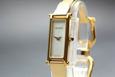 [Near MINT+] Vintage GUCCI 1500L 12mm White Shell Dial Gold Quartz Women's Watch