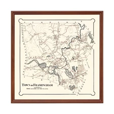 Old Map of Framingham, MA 1895 - Vintage Framingham Massachu