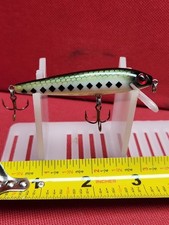 Vintage REBEL Classic "Smooth" Minnow Diving Floater Fishing Lure Bone / Black S