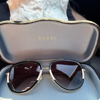 Gucci GG0225S Aviator Sunglasses Black and Gold | eBay display picture 2