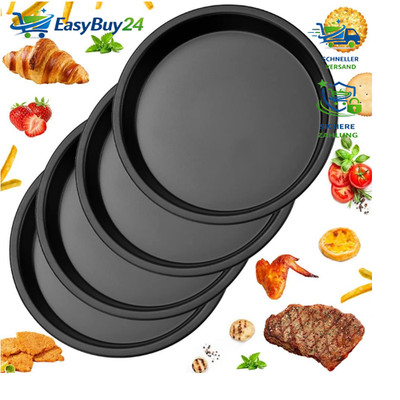 Pizzaform Rund Ø18cm 4 Stück Antihaftbeschichtet Carbonstahl Pizzabackblech Set