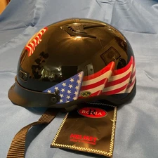 RODIA RHD200V Dot Approved Eagle And Flag Half Helmet, SM 55-56