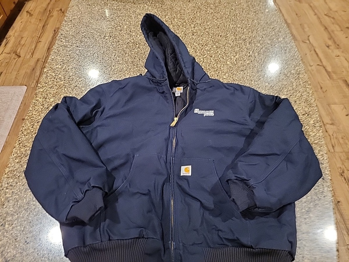 Carhartt Jacket J140 Navy Quilt Lined Mens XL Full Zip Hoodie | eBay