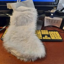 NEW  Christmas Stocking Faux Fur Knit 23 inch White