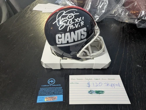 Phil Simms Signed Giants Mini Helmet With COA From Heritage Authentication