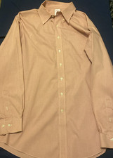 Brooks Brothers Dress Shirt Mens 18-6/7 Red Peach Micro-Check 346 Non Iron
