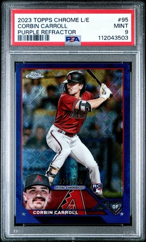 2023 Topps Chrome Logofractor #95 Corbin Carroll PSA 9 Purple Rookie Ref /250 SP