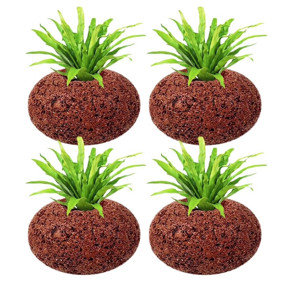 4 Stücke Aquarium Felsen Vulkangestein Dekorative Felsen Aquarium Landschaft Or - Bild 4 von 4