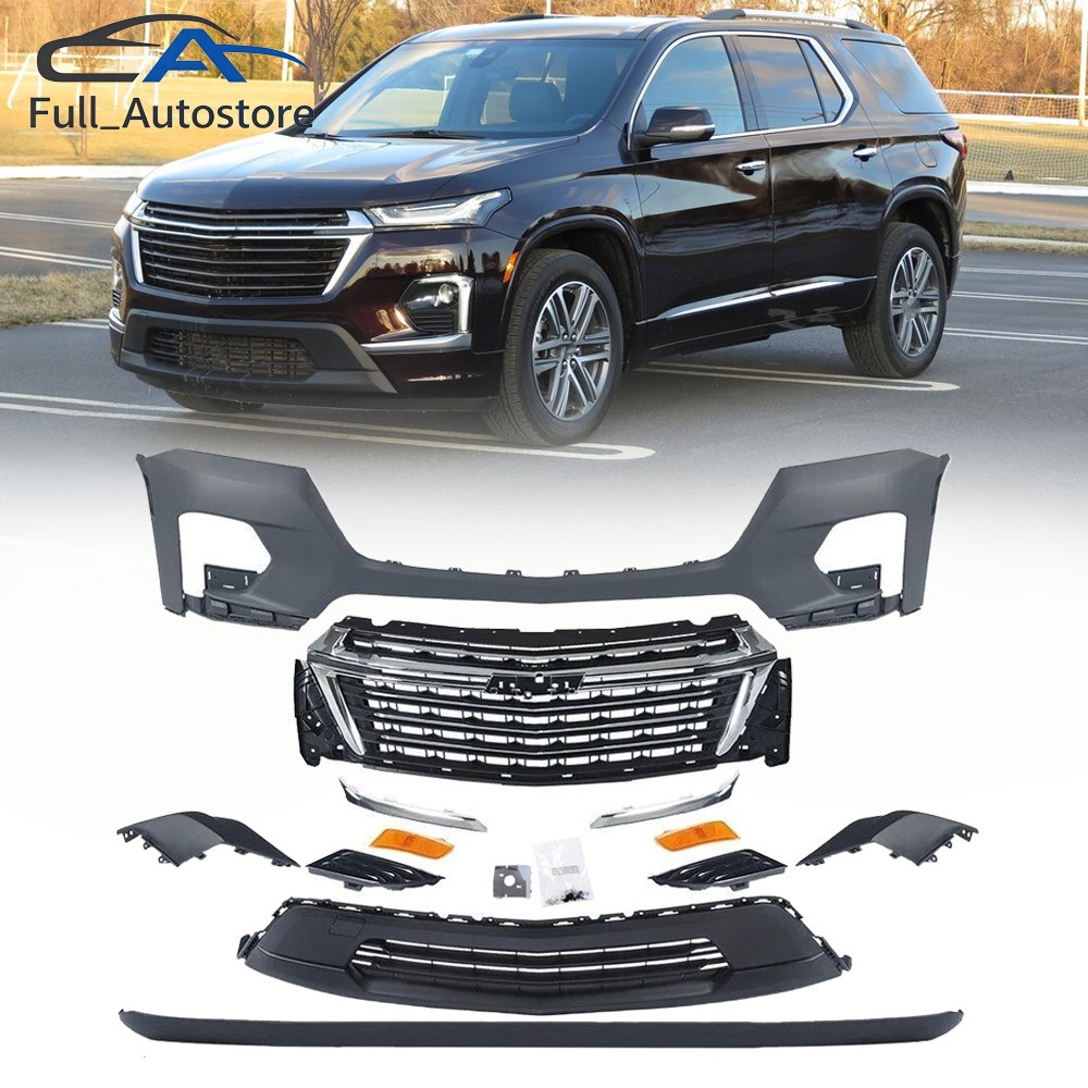 Front Bumper Cover Grille Assembly Kit For Chevrolet Chevy Traverse 2022-2024