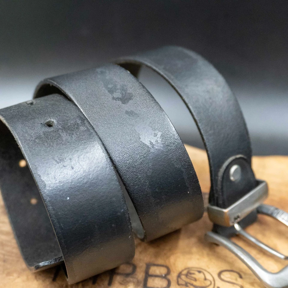 Mustang Hombres Cinturón Vintage Cuero Cinturón Jeans Cuero Cinturón Negro Ta... - Imagen 4 de 4