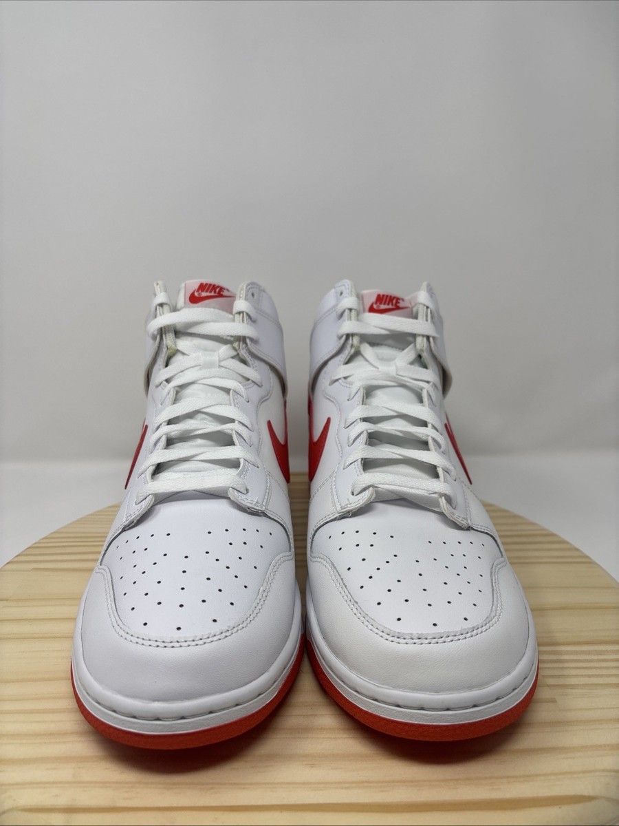 Size 13 - Nike Dunk High White Picante Red for sale online | eBay