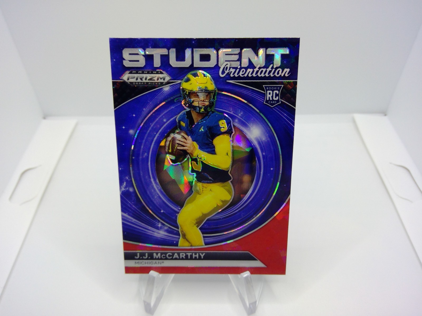 2024 Panini Prizm Draft Picks JJ McCarthy RC Student Orientation Red Ice #SO-JJM