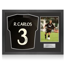 Roberto Carlos Signed Real Madrid 1999-00 Away Football Shirt. Icon Frame