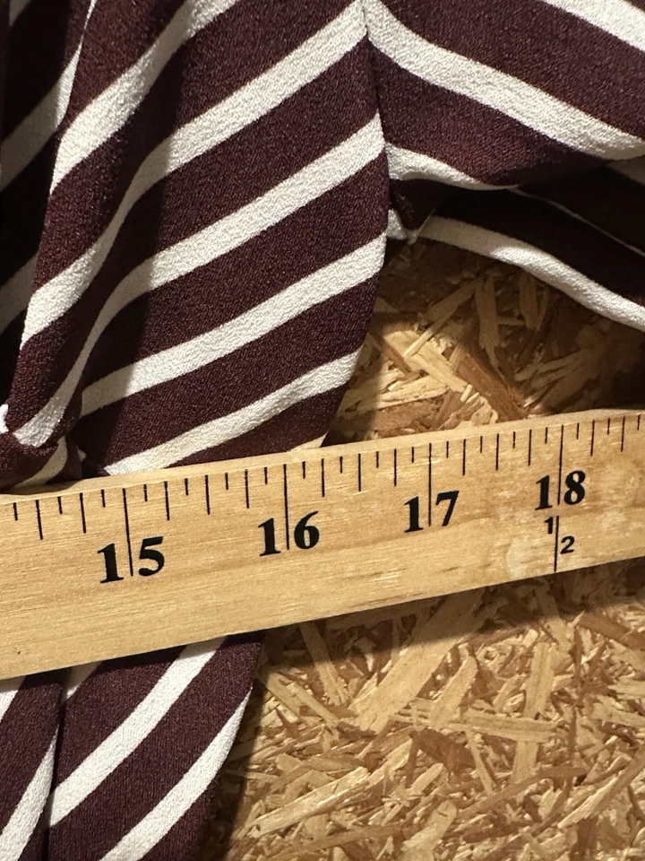 Vestido envolvente Banana Republic para mujer Borgoña a rayas manga larga talla 8 Foto 3 de 4