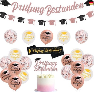 JOYMEMO Abschlussfeier Party Dekorations Prüfung Bestanden Girlande Ballons 