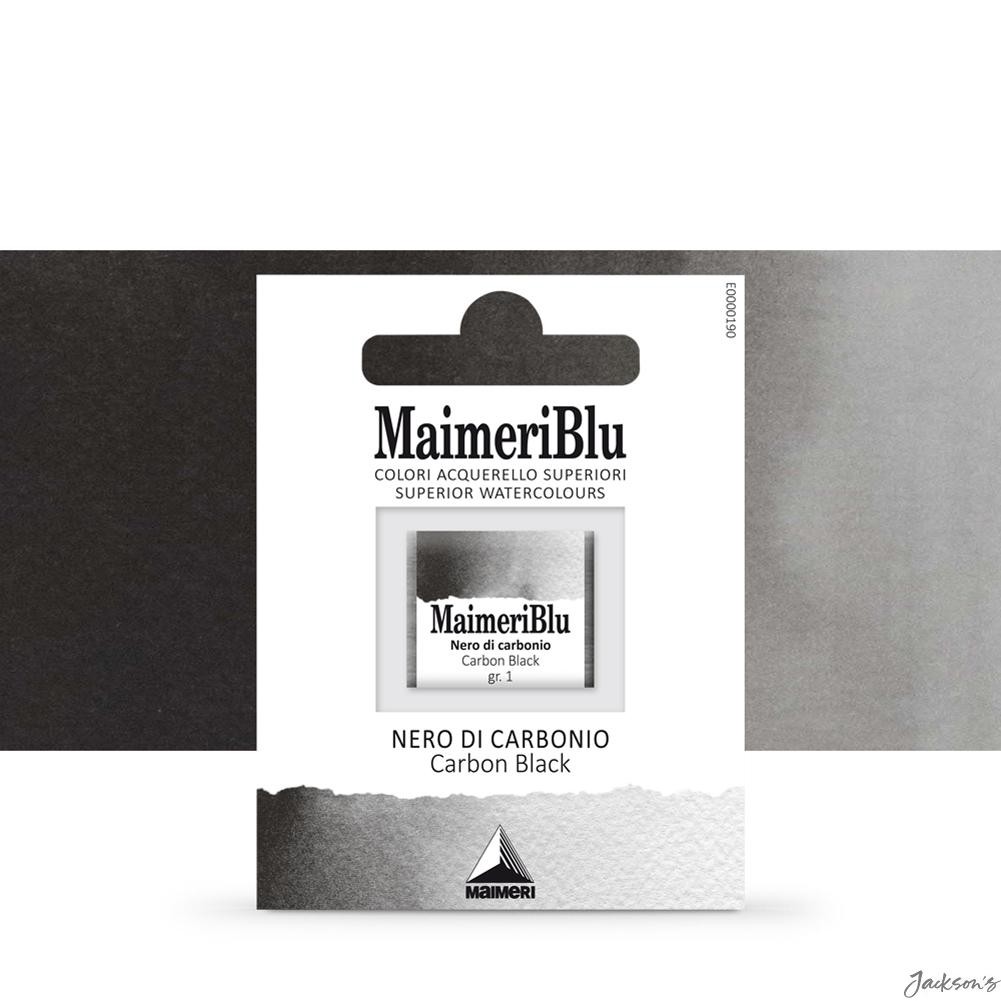 MaimeriBlu Watercolour Paint Half Pan Carbon Black For Cool Grey Mixing