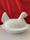 Vintage Milk Glass Hen On Nest Candy Snack Treat Dish- Westmoreland? Indiana?