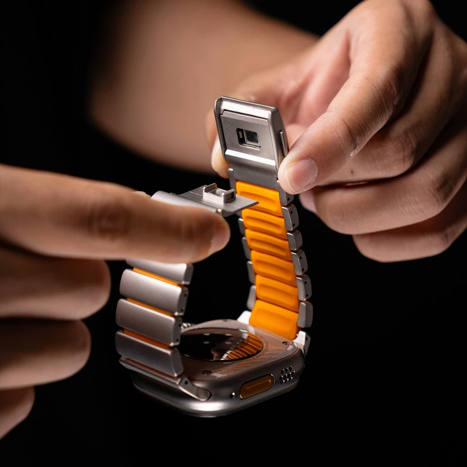 Titanium Rubber Band for Apple Watch Ultra3 2 49/46mm 11 10 98765 Magnetic Strap - Image 4 of 4