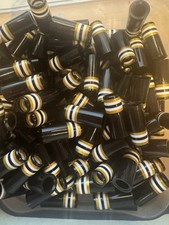 10-CUSTOM GOLF FERRULES Blk/white/gold 1 1/4  TAPER TIP .355
