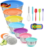 RüHrschüSsel Set Edelstahl Mit Deckel Reibe MesslöFfel FüR Kochen Und Backen