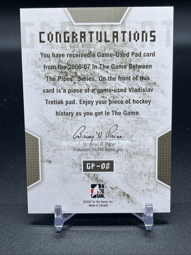 2006-07-In The Game-Between The Pipes Game-Used Pad #GP-08 Vladislav Tretiak - Picture 2 of 2