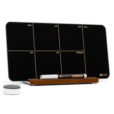 Desktop Glass Weekly Planner Dry Erase Whiteboard with Detachable Wood Black