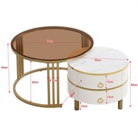 Sonnenh Couchtisch-Set 50 X 50 X 40 Cm Weiß Mdf Mit Stauraum Wohnzimmer