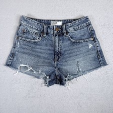 Garage Jean Shorts Denim Festival Blue Distressed Ripped Size 7/28