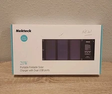 Nekteck Portable Foldable Solar Charger with Dual USB Ports-NIB 3 Panels