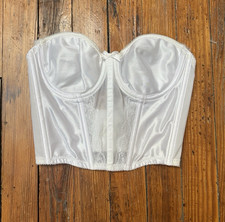 Vintage 80s 90s Bustier Corset Lingerie White Lace Strapless Pin Up 34 A XS/S