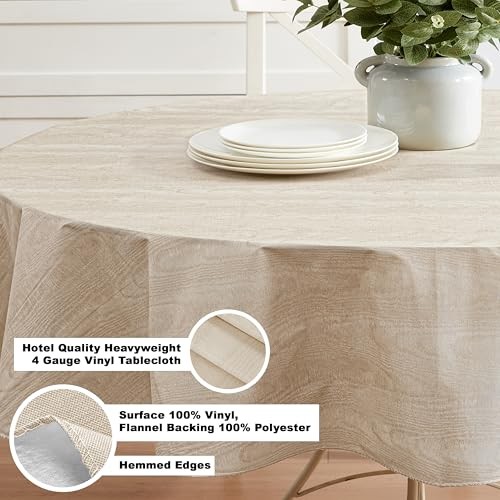Taupe Moire Wavy Solid Color Print Heavy Weight Vinyl Flannel Backed - Picture 5 of 8