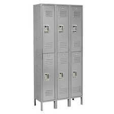 Double Tier Locker 12x18x36 6 Door Unassembled Gray