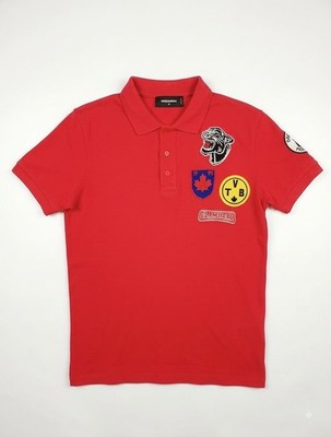 Dsquared2 Men s Red Multi-Patch Polo Shirt