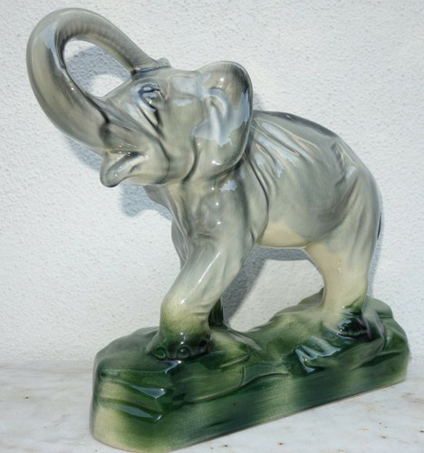 Großer antiker Keramik-Elefant - ca. 100 Jahre alt - Elephant 32,5 cm Länge Top
