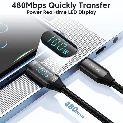 USB-C-C Kabel PD 100W LED Anzeige Schnellladekabel Ladekabel für iPhone 15/16 2M - Bild 4 von 7