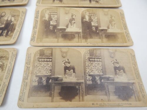 6R Underwood Publishers Stereoview recién casados y criada francesa conjunto completo de 10 tarjetas - Imagen 2 de 6
