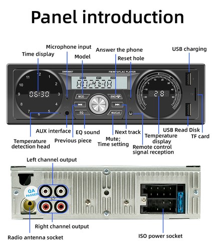 1DIN Bluetooth Car FM Radio MP3 Player USB Stereo AUX Receiver Phone Charging - Foto 12 di 18