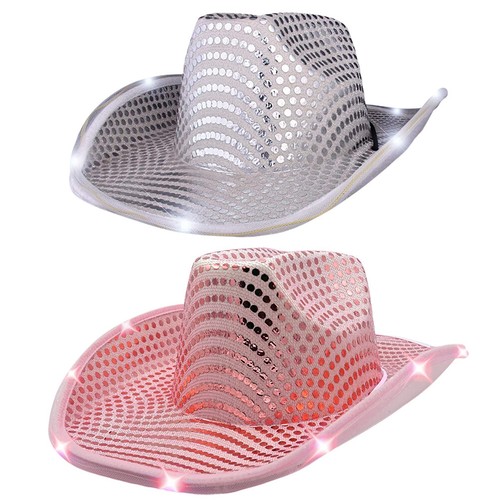 Flashing Cowboy Hat Practical Lightweight 2Pcs Fancy Design Cowgirl Hat