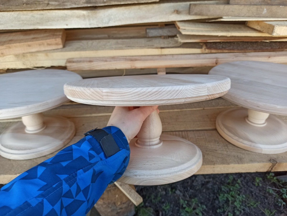 Medium 30 cm Beech Cake Stand Wooden cake stand, Wedding - Main Image