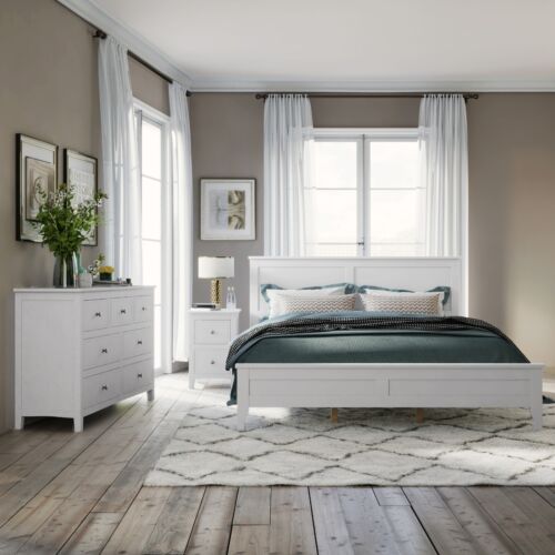 White Solid Wood 3 Pieces Queen Bedroom Sets(old sku:BS315101AAK)