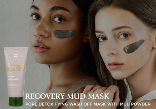 RECOVERY MUD MASK Pore Detox Brighten WASH OFF Mask 110ml x 2pc + Silicon Brush - Picture 2 of 7