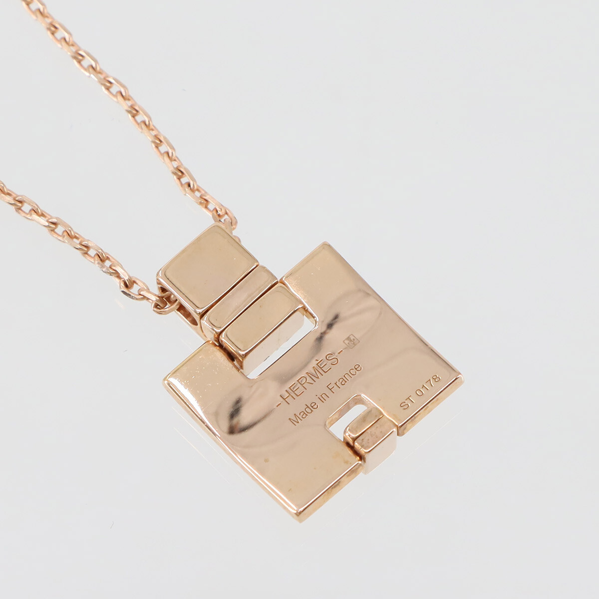 HERMES Eileen Necklace Pendant Pink Gold Pink Accessory